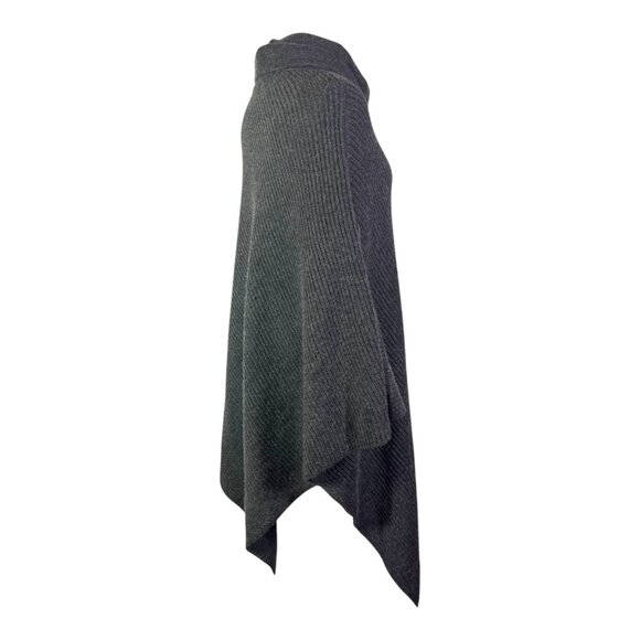 Soft Surroundings One Size Ribbed Knit Poncho Grey Open Sides - Picture 7 of 8